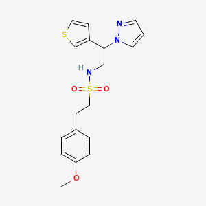 N-(2-(1H-pyrazol-1-yl)-2-(thiophen-3-yl)ethyl)-2-(4-methoxyphenyl)ethanesulfonamide