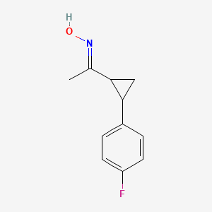 molecular formula C11H12FNO B2797566 (E)-N-{1-[2-(4-fluorophenyl)cyclopropyl]ethylidene}hydroxylamine CAS No. 338401-19-7
