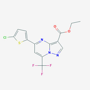 molecular formula C14H9ClF3N3O2S B279757 Ethyl 5-(5-chlorothiophen-2-yl)-7-(trifluoromethyl)pyrazolo[1,5-a]pyrimidine-3-carboxylate 
