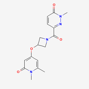 molecular formula C16H18N4O4 B2797573 6-(3-((1,6-dimethyl-2-oxo-1,2-dihydropyridin-4-yl)oxy)azetidine-1-carbonyl)-2-methylpyridazin-3(2H)-one CAS No. 2034273-37-3