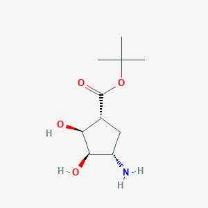 molecular formula C10H19NO4 B2797579 Tert-butyl (1R,2S,3R,4S)-4-amino-2,3-dihydroxycyclopentane-1-carboxylate CAS No. 2287236-35-3