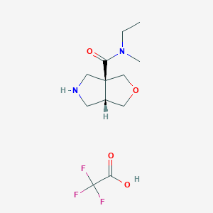 molecular formula C12H19F3N2O4 B2797580 (3As,6aS)-N-ethyl-N-methyl-1,3,4,5,6,6a-hexahydrofuro[3,4-c]pyrrole-3a-carboxamide;2,2,2-trifluoroacetic acid CAS No. 2241140-14-5