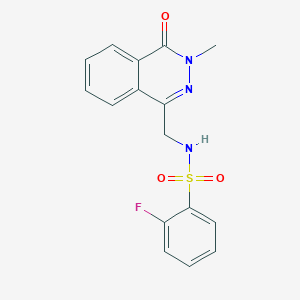 molecular formula C16H14FN3O3S B2797611 2-fluoro-N-((3-methyl-4-oxo-3,4-dihydrophthalazin-1-yl)methyl)benzenesulfonamide CAS No. 1396885-96-3