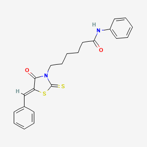 molecular formula C22H22N2O2S2 B2797614 (Z)-6-(5-benzylidene-4-oxo-2-thioxothiazolidin-3-yl)-N-phenylhexanamide CAS No. 303792-81-6