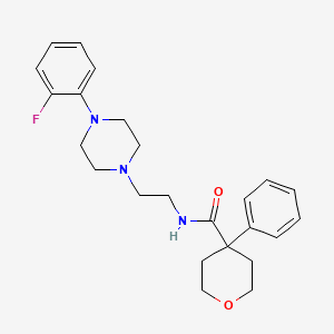 molecular formula C24H30FN3O2 B2797616 N-{2-[4-(2-fluorophenyl)piperazin-1-yl]ethyl}-4-phenyloxane-4-carboxamide CAS No. 1049386-94-8