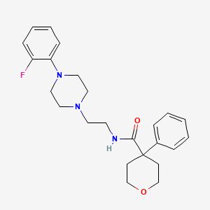 molecular formula C24H30FN3O2 B2797616 N-(2-(4-(2-fluorophenyl)piperazin-1-yl)ethyl)-4-phenyltetrahydro-2H-pyran-4-carboxamide CAS No. 1049386-94-8