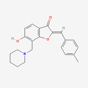 molecular formula C22H23NO3 B2797617 (Z)-6-hydroxy-2-(4-methylbenzylidene)-7-(piperidin-1-ylmethyl)benzofuran-3(2H)-one CAS No. 869077-30-5
