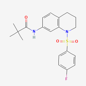 molecular formula C20H23FN2O3S B2797621 N-[1-(4-fluorobenzenesulfonyl)-1,2,3,4-tetrahydroquinolin-7-yl]-2,2-dimethylpropanamide CAS No. 1005300-16-2