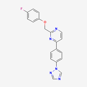 molecular formula C19H14FN5O B2797626 2-[(4-fluorophenoxy)methyl]-4-[4-(1H-1,2,4-triazol-1-yl)phenyl]pyrimidine CAS No. 685109-40-4