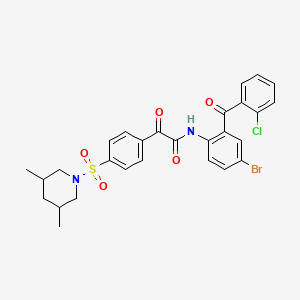 molecular formula C28H26BrClN2O5S B2797644 N-[4-bromo-2-(2-chlorobenzoyl)phenyl]-2-{4-[(3,5-dimethylpiperidin-1-yl)sulfonyl]phenyl}-2-oxoacetamide CAS No. 392323-89-6