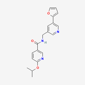 molecular formula C19H19N3O3 B2797650 N-((5-(furan-2-yl)pyridin-3-yl)methyl)-6-isopropoxynicotinamide CAS No. 2034341-65-4