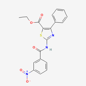 molecular formula C19H15N3O5S B2797700 ETHYL 2-(3-NITROBENZAMIDO)-4-PHENYL-1,3-THIAZOLE-5-CARBOXYLATE CAS No. 312604-97-0