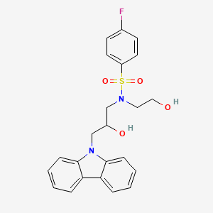 molecular formula C23H23FN2O4S B2797730 N-[3-(9H-carbazol-9-yl)-2-hydroxypropyl]-4-fluoro-N-(2-hydroxyethyl)benzene-1-sulfonamide CAS No. 692272-49-4