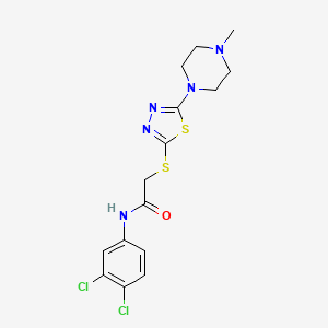 molecular formula C15H17Cl2N5OS2 B2797798 N-(3,4-dichlorophenyl)-2-((5-(4-methylpiperazin-1-yl)-1,3,4-thiadiazol-2-yl)thio)acetamide CAS No. 1105251-63-5