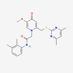 molecular formula C23H26N4O3S B2797835 N-(2,3-dimethylphenyl)-2-(2-(((4,6-dimethylpyrimidin-2-yl)thio)methyl)-5-methoxy-4-oxopyridin-1(4H)-yl)acetamide CAS No. 932963-91-2