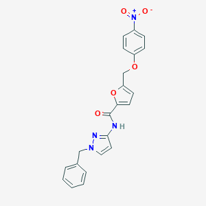 molecular formula C22H18N4O5 B279785 N-(1-BENZYL-1H-PYRAZOL-3-YL)-5-[(4-NITROPHENOXY)METHYL]-2-FURAMIDE 