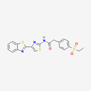 molecular formula C20H17N3O3S3 B2797855 N-(4-(benzo[d]thiazol-2-yl)thiazol-2-yl)-2-(4-(ethylsulfonyl)phenyl)acetamide CAS No. 941992-53-6
