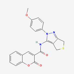 molecular formula C22H17N3O4S B2797856 N-[2-(4-methoxyphenyl)-2H,4H,6H-thieno[3,4-c]pyrazol-3-yl]-2-oxo-2H-chromene-3-carboxamide CAS No. 422534-02-9