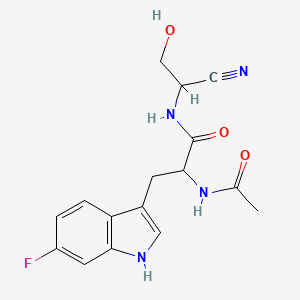molecular formula C16H17FN4O3 B2797885 2-Acetamido-N-(1-cyano-2-hydroxyethyl)-3-(6-fluoro-1H-indol-3-yl)propanamide CAS No. 2305282-01-1