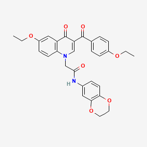 molecular formula C30H28N2O7 B2797892 N-(2,3-dihydro-1,4-benzodioxin-6-yl)-2-[6-ethoxy-3-(4-ethoxybenzoyl)-4-oxo-1,4-dihydroquinolin-1-yl]acetamide CAS No. 895648-80-3