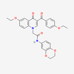 molecular formula C30H28N2O7 B2797892 N-(2,3-dihydrobenzo[b][1,4]dioxin-6-yl)-2-(6-ethoxy-3-(4-ethoxybenzoyl)-4-oxoquinolin-1(4H)-yl)acetamide CAS No. 895648-80-3