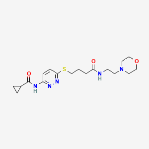 molecular formula C18H27N5O3S B2797895 N-(6-((4-((2-morpholinoethyl)amino)-4-oxobutyl)thio)pyridazin-3-yl)cyclopropanecarboxamide CAS No. 1105248-64-3