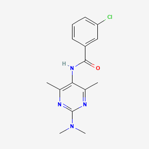 molecular formula C15H17ClN4O B2797904 3-chloro-N-(2-(dimethylamino)-4,6-dimethylpyrimidin-5-yl)benzamide CAS No. 1448059-54-8