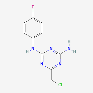 molecular formula C10H9ClFN5 B2797906 6-(chloromethyl)-N-(4-fluorophenyl)-1,3,5-triazine-2,4-diamine CAS No. 105704-32-3