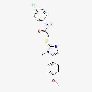 molecular formula C19H18ClN3O2S B2797930 N-(4-chlorophenyl)-2-{[5-(4-methoxyphenyl)-1-methyl-1H-imidazol-2-yl]sulfanyl}acetamide CAS No. 946380-82-1