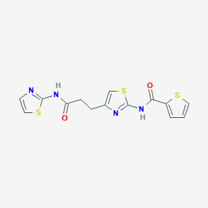 molecular formula C14H12N4O2S3 B2797961 N-(4-(3-oxo-3-(thiazol-2-ylamino)propyl)thiazol-2-yl)thiophene-2-carboxamide CAS No. 1020983-13-4