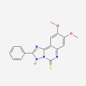 molecular formula C17H14N4O2S B2798045 8,9-dimethoxy-2-phenyl-5H,6H-[1,2,4]triazolo[1,5-c]quinazoline-5-thione CAS No. 902593-13-9