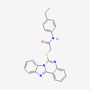 molecular formula C24H20N4OS B2798057 N-(4-ethylphenyl)-2-{8,10,17-triazatetracyclo[8.7.0.0^{2,7}.0^{11,16}]heptadeca-1(17),2,4,6,8,11(16),12,14-octaen-9-ylsulfanyl}acetamide CAS No. 688792-65-6