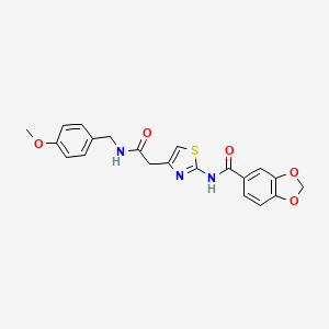 molecular formula C21H19N3O5S B2798068 N-[4-({[(4-methoxyphenyl)methyl]carbamoyl}methyl)-1,3-thiazol-2-yl]-2H-1,3-benzodioxole-5-carboxamide CAS No. 1005308-48-4