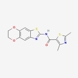 molecular formula C15H13N3O3S2 B2798087 N-(6,7-dihydro-[1,4]dioxino[2,3-f][1,3]benzothiazol-2-yl)-2,4-dimethyl-1,3-thiazole-5-carboxamide CAS No. 1170195-32-0