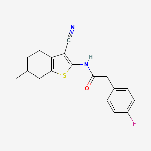 molecular formula C18H17FN2OS B2798097 N-(3-cyano-6-methyl-4,5,6,7-tetrahydro-1-benzothiophen-2-yl)-2-(4-fluorophenyl)acetamide CAS No. 900000-66-0