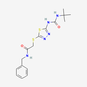 molecular formula C16H21N5O2S2 B2798147 N-benzyl-2-({5-[(tert-butylcarbamoyl)amino]-1,3,4-thiadiazol-2-yl}sulfanyl)acetamide CAS No. 886940-87-0
