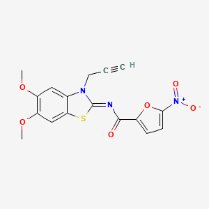 molecular formula C17H13N3O6S B2798148 N-[(2Z)-5,6-dimethoxy-3-(prop-2-yn-1-yl)-2,3-dihydro-1,3-benzothiazol-2-ylidene]-5-nitrofuran-2-carboxamide CAS No. 895458-34-1