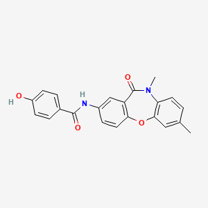molecular formula C22H18N2O4 B2798151 N-(7,10-dimethyl-11-oxo-10,11-dihydrodibenzo[b,f][1,4]oxazepin-2-yl)-4-hydroxybenzenecarboxamide CAS No. 866152-14-9