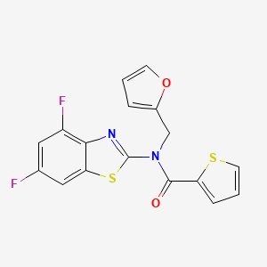 molecular formula C17H10F2N2O2S2 B2798195 N-(4,6-difluoro-1,3-benzothiazol-2-yl)-N-[(furan-2-yl)methyl]thiophene-2-carboxamide CAS No. 922387-01-7
