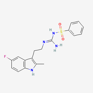 molecular formula C18H19FN4O2S B2798202 N'-(benzenesulfonyl)-N-[2-(5-fluoro-2-methyl-1H-indol-3-yl)ethyl]guanidine CAS No. 869075-06-9