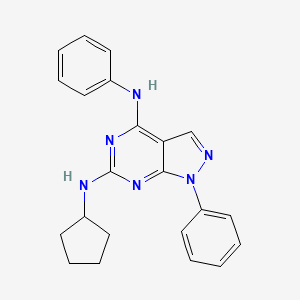 molecular formula C22H22N6 B2798206 N6-cyclopentyl-N1,4-diphenyl-1H-pyrazolo[3,4-d]pyrimidine-4,6-diamine CAS No. 946217-39-6