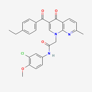 molecular formula C27H24ClN3O4 B2798225 N-(3-chloro-4-methoxyphenyl)-2-[3-(4-ethylbenzoyl)-7-methyl-4-oxo-1,4-dihydro-1,8-naphthyridin-1-yl]acetamide CAS No. 894887-09-3