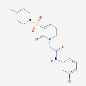 molecular formula C19H22ClN3O4S B2798297 N-(3-chlorophenyl)-2-{3-[(4-methylpiperidin-1-yl)sulfonyl]-2-oxo-1,2-dihydropyridin-1-yl}acetamide CAS No. 1251547-43-9