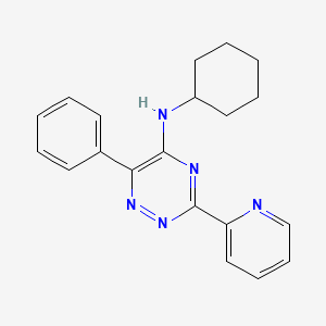 molecular formula C20H21N5 B2798325 N-cyclohexyl-6-phenyl-3-(pyridin-2-yl)-1,2,4-triazin-5-amine CAS No. 866130-95-2