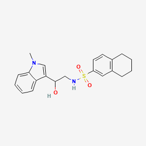 molecular formula C21H24N2O3S B2798332 N-(2-hydroxy-2-(1-methyl-1H-indol-3-yl)ethyl)-5,6,7,8-tetrahydronaphthalene-2-sulfonamide CAS No. 1448053-86-8