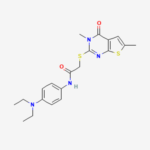 molecular formula C20H24N4O2S2 B2798336 N-[4-(diethylamino)phenyl]-2-({3,6-dimethyl-4-oxo-3H,4H-thieno[2,3-d]pyrimidin-2-yl}sulfanyl)acetamide CAS No. 878695-63-7