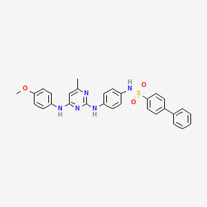 molecular formula C30H27N5O3S B2798338 N-[4-({4-[(4-METHOXYPHENYL)AMINO]-6-METHYLPYRIMIDIN-2-YL}AMINO)PHENYL]-[1,1'-BIPHENYL]-4-SULFONAMIDE CAS No. 946220-30-0