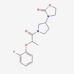 molecular formula C16H19FN2O4 B2798360 3-{1-[2-(2-Fluorophenoxy)propanoyl]pyrrolidin-3-yl}-1,3-oxazolidin-2-one CAS No. 2097894-15-8