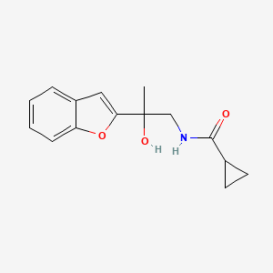 molecular formula C15H17NO3 B2798365 N-[2-(1-benzofuran-2-yl)-2-hydroxypropyl]cyclopropanecarboxamide CAS No. 2034599-75-0