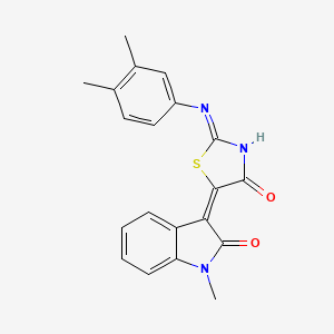 (2Z,5E)-2-((3,4-dimethylphenyl)imino)-5-(1-methyl-2-oxoindolin-3-ylidene)thiazolidin-4-one